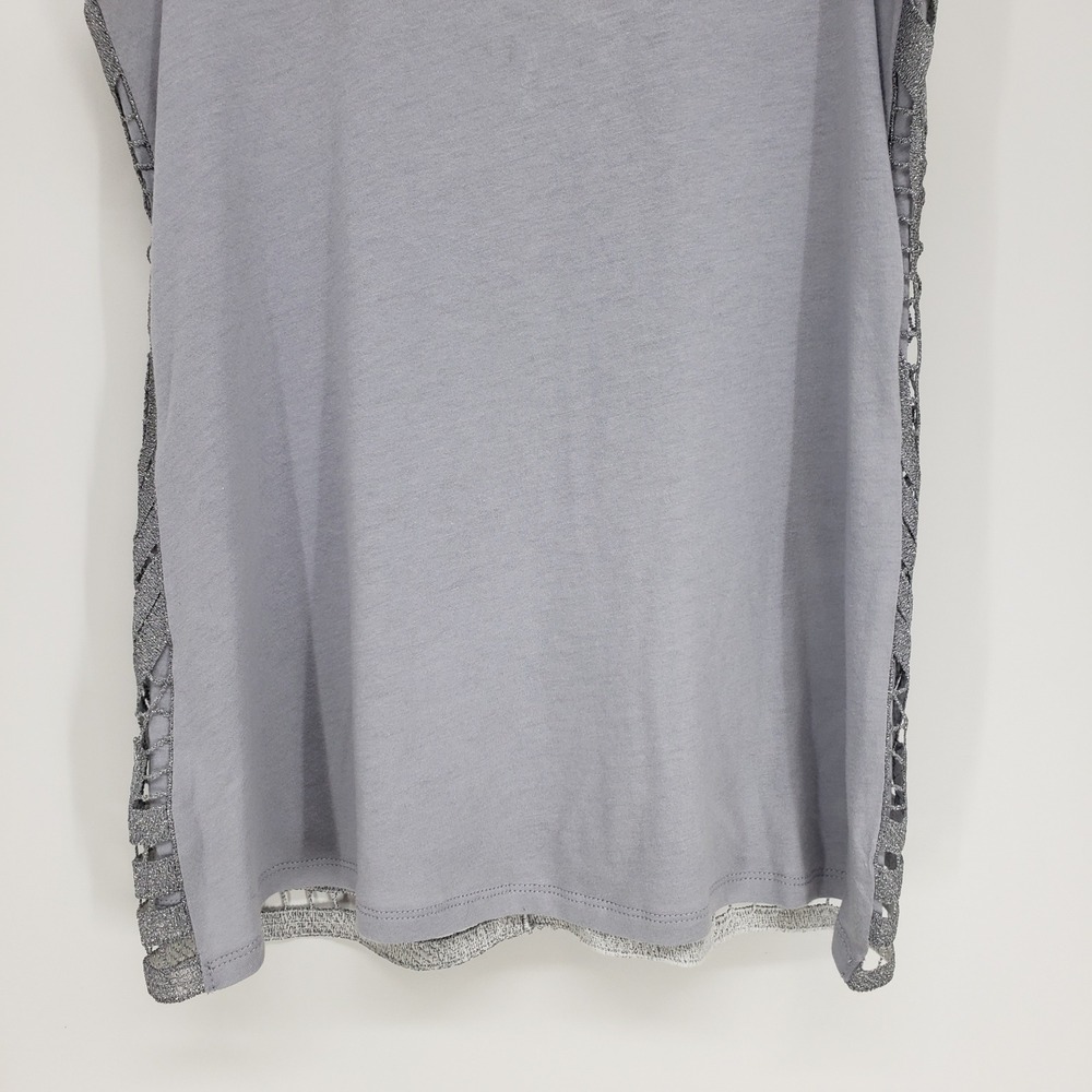 Express Metallic Crochet Tank Top Women Small Silver Scoop Neck Sleeveless New - Picture 8 of 9